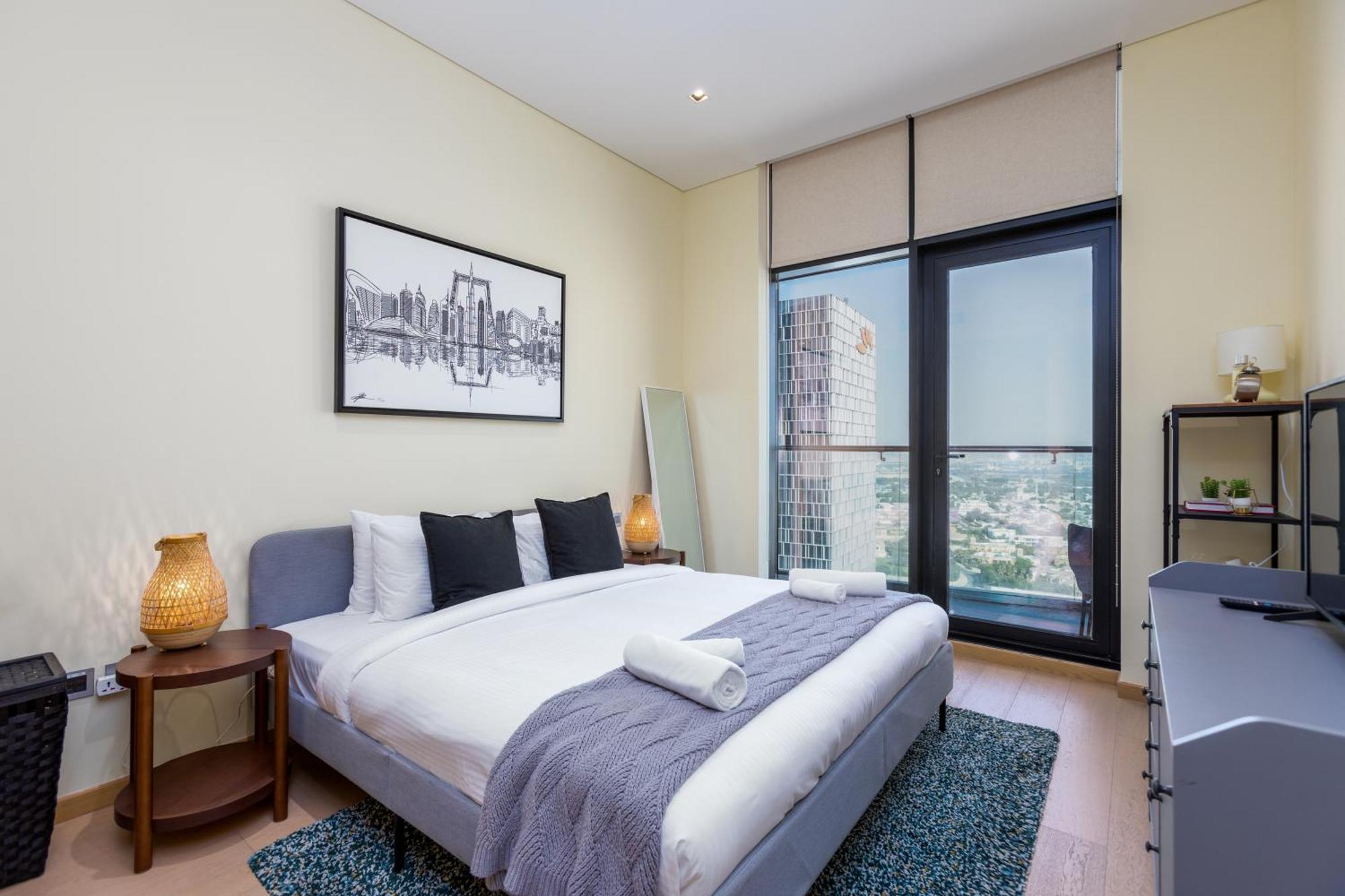 Modern 1Br Apartment, High Floor, Near Dubai Mall Kültér fotó