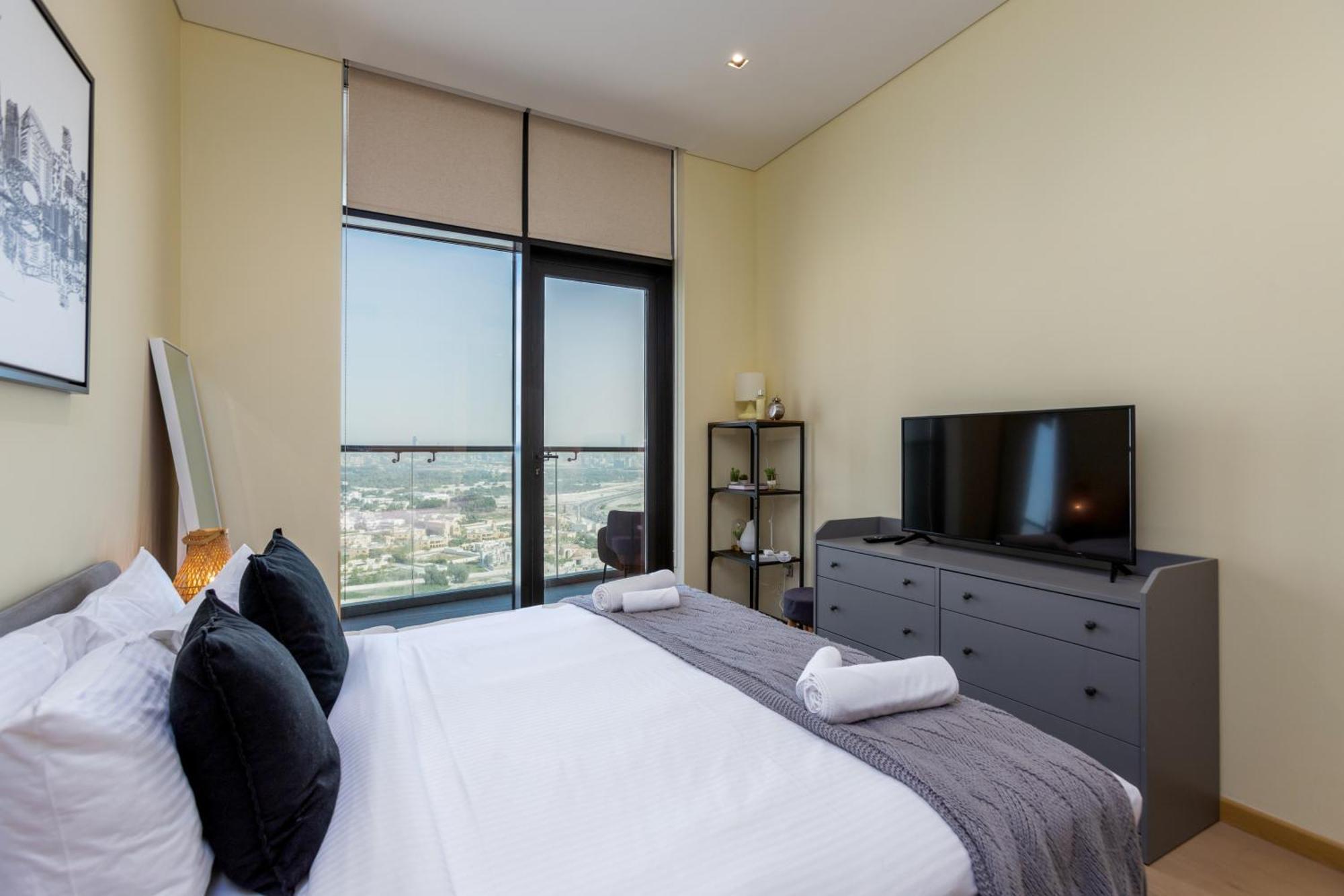 Modern 1Br Apartment, High Floor, Near Dubai Mall Kültér fotó